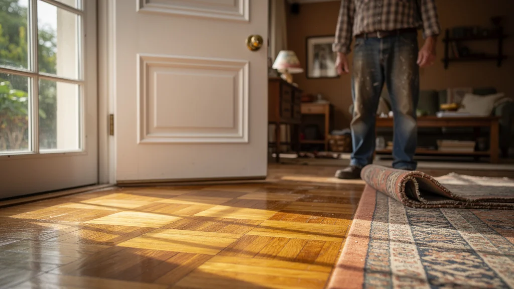 Refaire le parquet de mon entrée a transformé toute la maison avec un sol en bois rénové et lumineux